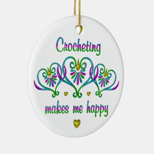 Crocheting maakt me gelukkig keramisch ornament (Rechts)
