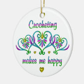 Crocheting maakt me gelukkig keramisch ornament (Links)