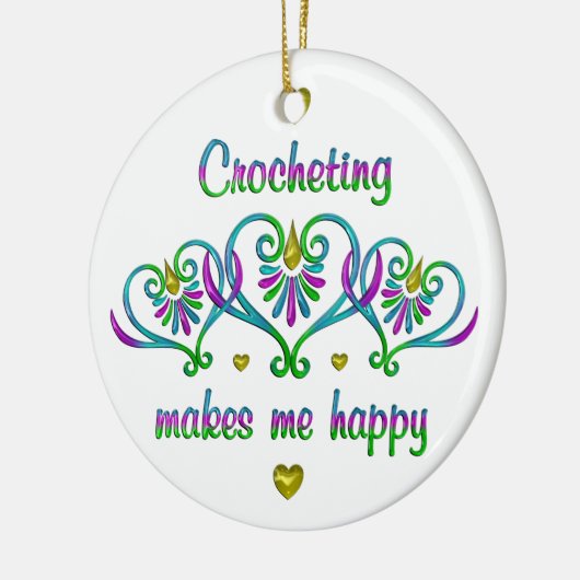 Crocheting maakt me gelukkig keramisch ornament (Links)