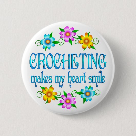 Crocheting Smile Ronde Button 5,7 Cm (Voorkant)