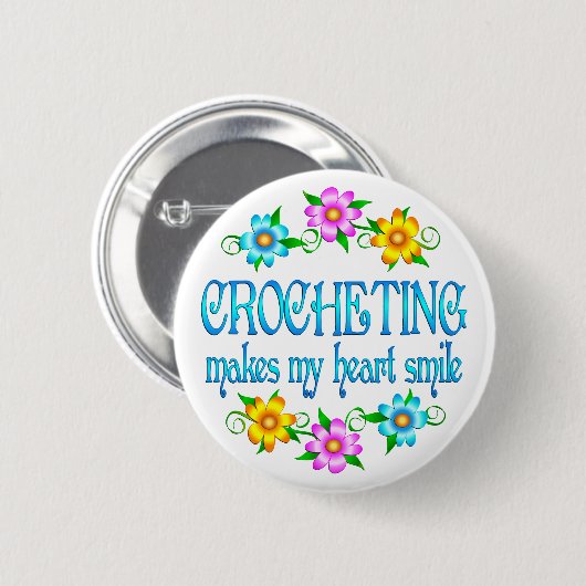 Crocheting Smile Ronde Button 5,7 Cm (Voorkant /achterkant)