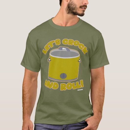 Crock and Roll Fun Slow Cooker Cartoon Art T-shirt (Voorkant)