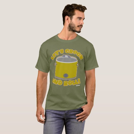 Crock and Roll Fun Slow Cooker Cartoon Art T-shirt (Voorkant volledig)