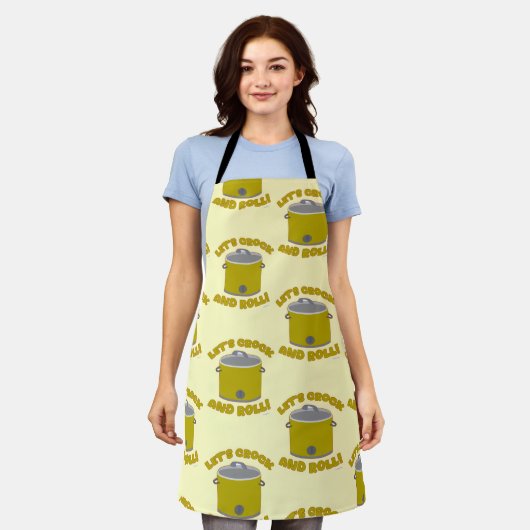 Crock and Roll Tijd Slow Cooker Keukenpatroon Schort (Gedragen)