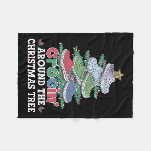 Crockin' Around The Christmas Tree Crocking Around Fleece Deken (Voorkant (Horizontaal))