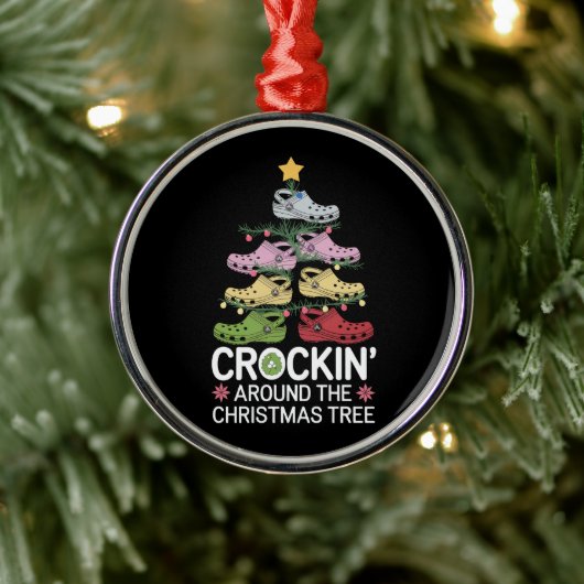 Crockin' Rond de kerstboom Metalen Ornament (Boom)