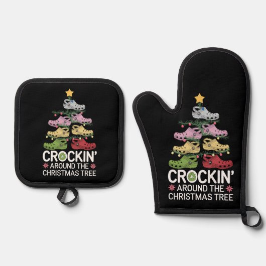 Crockin' Rond de kerstboom Ovenwant & Pannenlap Set (Voorkant)