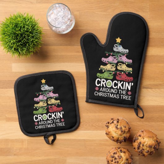 Crockin' Rond de kerstboom Ovenwant & Pannenlap Set (Top down)
