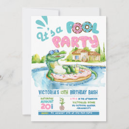 Croco-Donut Pool Party uitnodiging