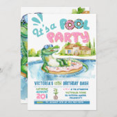 Croco-Donut Pool Party uitnodiging (Voorkant / Achterkant)