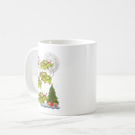 Crocodile Alligators Santa Sleigh Flying Funny Chr Koffiemok (Voorkant links)