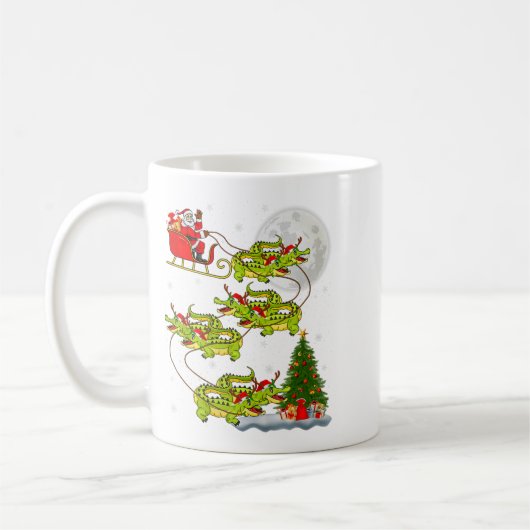 Crocodile Alligators Santa Sleigh Flying Funny Chr Koffiemok (Links)