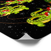 Crocodile Alligators Santa Sleigh Flying Funny Chr Poster (Hoek)