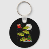 Crocodile Alligators Santa Sleigh Flying Funny Chr Sleutelhanger (Voorkant)