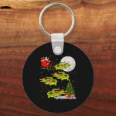 Crocodile Alligators Santa Sleigh Flying Funny Chr Sleutelhanger (Voorkant)
