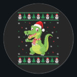 Crocodile Animal Matching Family Ugly Christmas SW Ronde Sticker<br><div class="desc">Crocodile Animal Matching Familie Lelijke Kersttrui</div>