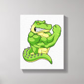Crocodile as Bodybuilder & big Muscles Canvas Afdruk (Voorkant)