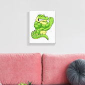 Crocodile as Bodybuilder & big Muscles Canvas Afdruk (Insitu (Woonkamer))