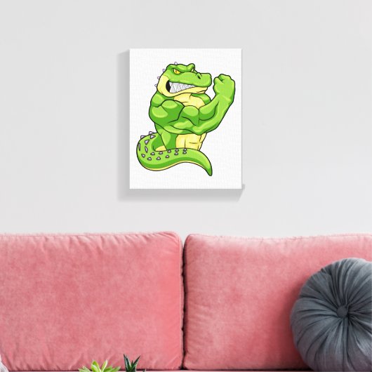 Crocodile as Bodybuilder & big Muscles Canvas Afdruk (Insitu (Woonkamer))