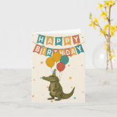 Crocodile Birthday Kaart – Fun Party Animal (Gele Bloem)