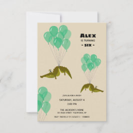 Crocodile Birthday Party Kaart