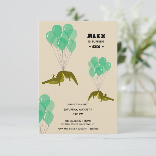 Crocodile Birthday Party Kaart (Staand voorkant)