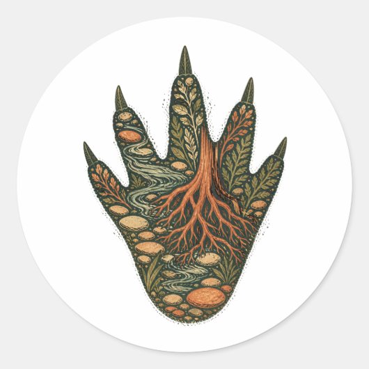 Crocodile Botanical Footprint Nature Sticker (Voorkant)