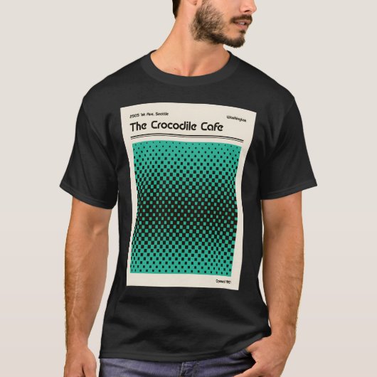 Crocodile Cafe Retro Art T-shirt (Voorkant)
