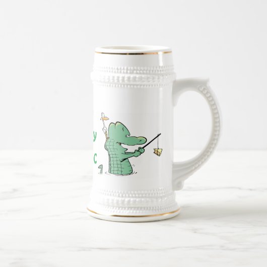 Crocodile Cartoon Birthday Beer Stein Bierpul (Rechts)