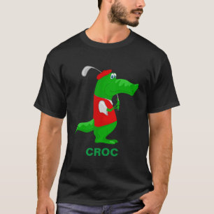 Crocodile Cartoon Golfer Persoonlijke naam T-shirt