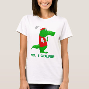 Crocodile Cartoon Golfer T-shirt