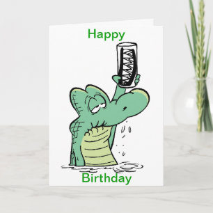 Crocodile Cartoon Grappige Verjaardag Kaart