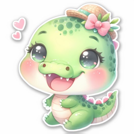 Crocodile Custom Cut Scrapbooking Sticker (Voorkant)