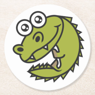 Crocodile Cute Baby Croc Ronde Kartonnen Onderzetter