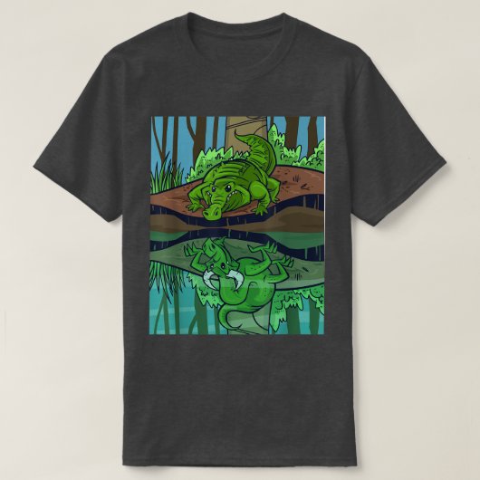 Crocodile Dragon Fairy Tale Reflective Afbeelding T-shirt (Design voorkant)