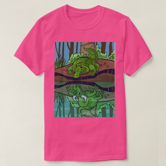 Crocodile Dragon Fairy Tale Reflective Image T-shirt (Design voorkant)