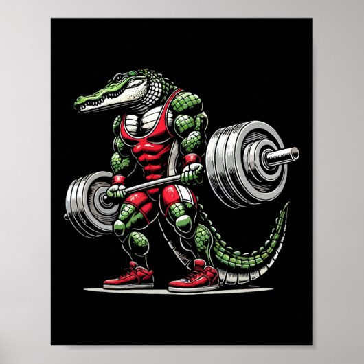 Crocodile Gewichtheffen Gewichtheffer Bodybu Poster (Voorkant)