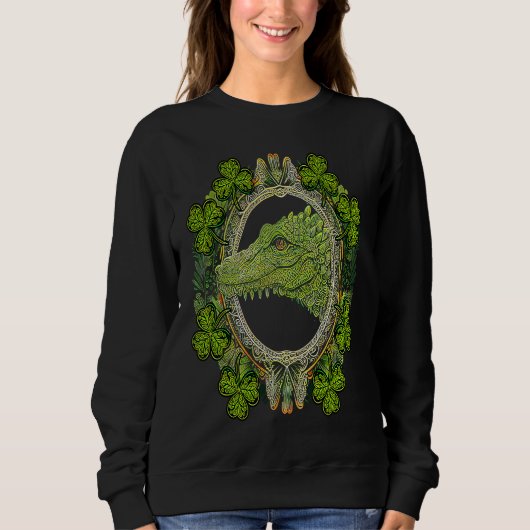 Crocodile Head Mandala Irish Shamrock C St Patrick Trui (Voorkant)