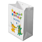 Crocodile & Hippo Gift Bag - Fun Party Theme Medium Cadeauzakje (Voorkant Gekanteld)