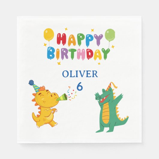 Crocodile & Hippo Party Napkins - Fun Servet (Voorkant)