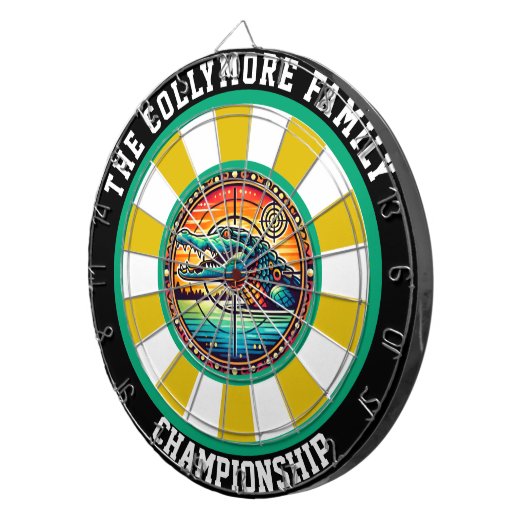 Crocodile in Lake Art Dartbord (Voorkant Rechts)