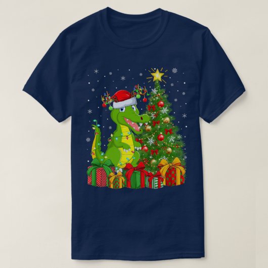Crocodile Lighting Xmas Tree Santa Hat Crocodile C T-shirt (Design voorkant)