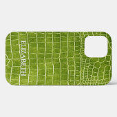 Crocodile Lime Green Faux Leather Personaliseer Na Case-Mate iPhone Case (Achterkant (horizontaal))