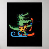 Crocodile Lover Skiing Alligator Reptile Water Ski Poster (Voorkant)