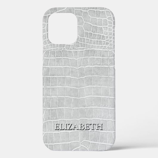 Crocodile Pearl Grey Faux Leather Personalize Name Case-Mate iPhone Case (Achterkant)
