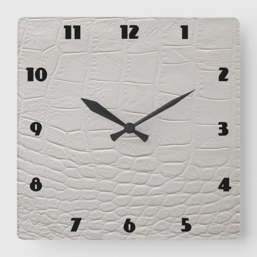 CROCODILE ROCK CLOCK White Alligator Vierkante Klok (Voorkant)