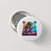 Crocodile rockstar coole kunst ronde button 3,2 cm (Voorkant /achterkant)