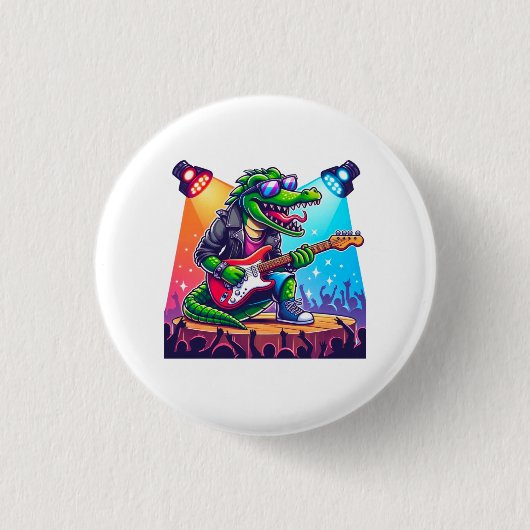Crocodile rockstar coole kunst ronde button 3,2 cm (Voorkant)