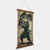 Crocodile Samurai Warrior - Japanse inkt stijl Hangend Wandkleed (Gebogen)