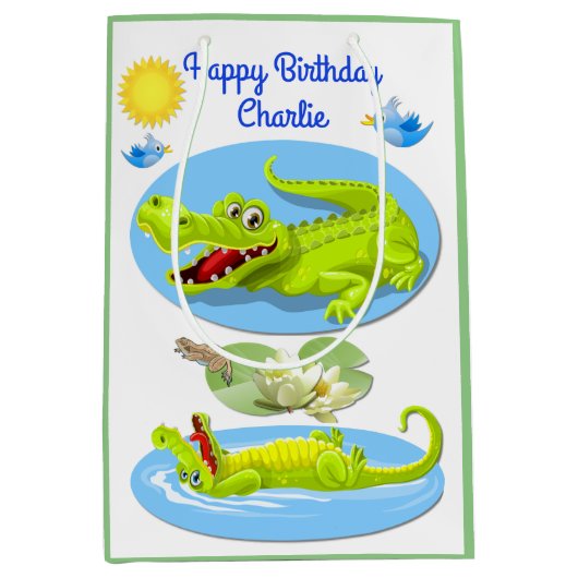 Crocodile Smile Birthday Medium Cadeauzakje (Voorkant)